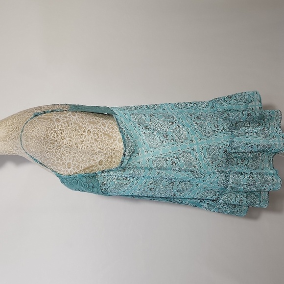 Miss Me SZ L Seafoam Green Floral Strap Lace Ruffle Hem Sleeveless Cami Top Boho - Picture 9 of 15